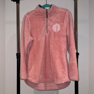 Alpha Gamma Delta Monogram Fuzzy Fleece Quarter Zip Sweatshirt